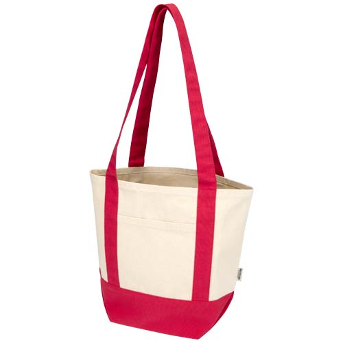 Mini sac shopping coton recyclé 320 g/m² personnalisé Sam Rouge et Naturel